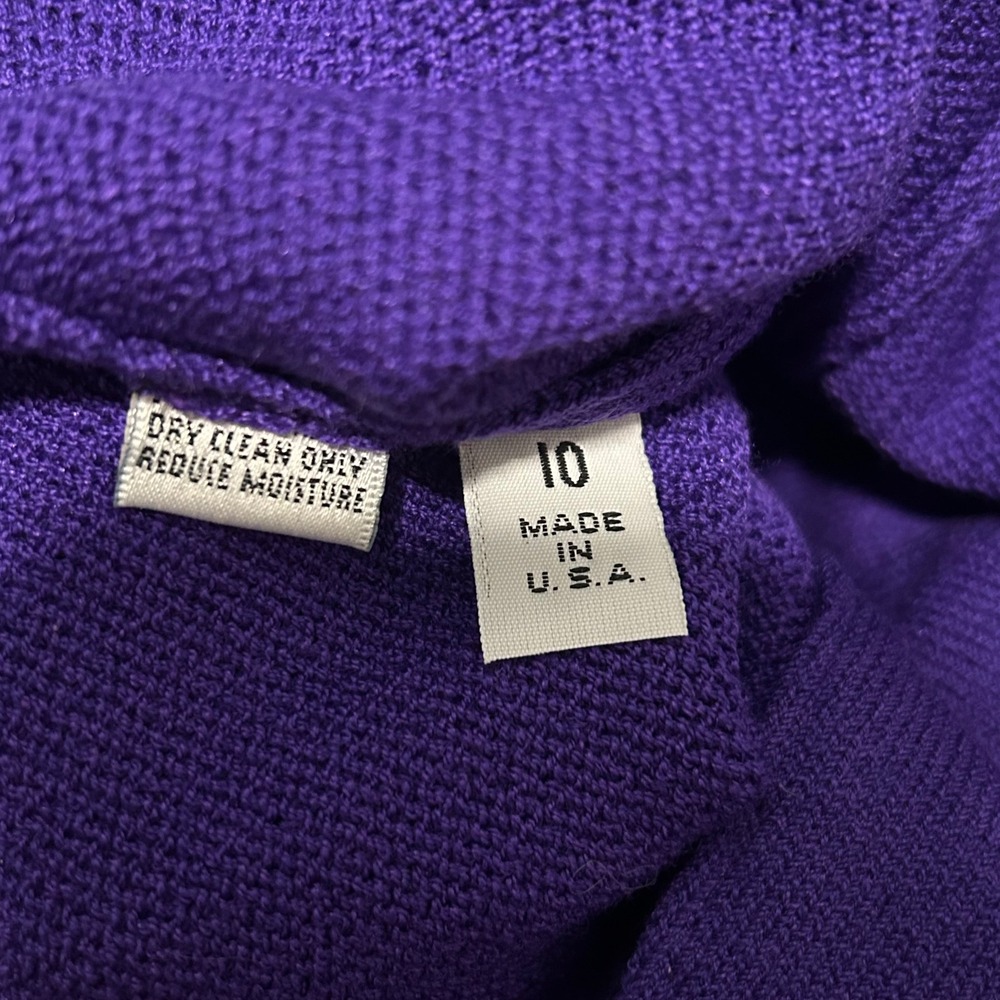 Vintage St John Collection Purple Santana Knit Logo Button Cardigan Jacket 10 - Picture 6 of 7